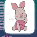 Cute Pink Piglet Sitting Winnie Pooh Embroidery Designs - Instant Download