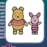 Winnie the Pooh and Piglet cartoon characters embroidery designs - Instant Download