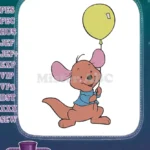 Cute Baby Kangaroo Roo with Yellow Balloon Embroidery Designs - Instant Download