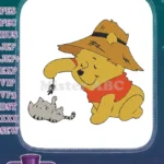 Winnie Pooh Scarecrow Playing with Kitten Embroidery Designs - Instant Download