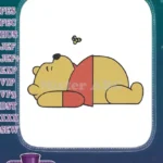 Winnie the Pooh Sleeping with Bee Cartoon Embroidery Designs - Instant Download