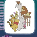 Winnie the Pooh and Friends reading a long scroll embroidery designs - Instant Download