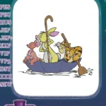 Winnie Pooh Kanga Roo Rabbit Tigger umbrella boat embroidery designs - Instant Download