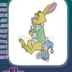 Classic cartoon yellow rabbit and pink piglet embroidery designs - Instant Download