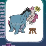 Winnie the Pooh Eeyore Piglet Hugging Friendship Flower Embroidery Designs - Instant Download