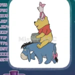 Winnie Pooh Piglet Eeyore Stacked Friends Honey Pot Embroidery Designs - Instant Download