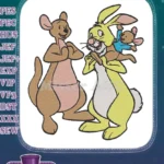Kanga Roo and Rabbit playing happy friendship embroidery designs - Instant Download