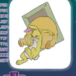 Silly Yellow Rabbit Squished in Frame Whimsical Embroidery Designs - Instant Download