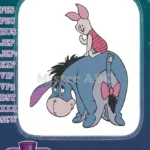Winnie Pooh Piglet riding Eeyore's back cartoon character embroidery designs - Instant Download
