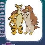 Tigger and Owl cartoon friendship embroidery designs - Instant Download