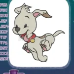 Happy playful cartoon puppy dog running cute embroidery designs - Instant Download