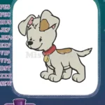 Cute Smiling Cartoon Puppy Dog with Red Collar Embroidery Designs - Instant Download