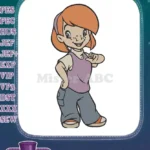 Smiling Red-Haired Cartoon Girl Freckles Purple Vest Embroidery Designs - Instant Download