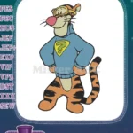 Tigger Superhero Cartoon Embroidery Designs with Blue Hoodie and Goggles - Instant Download
