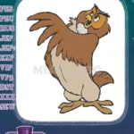 Happy brown cartoon owl embroidery designs for children's apparel - Instant Download
