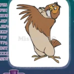 Excited Brown Owl Bird with Spread Wings Embroidery Designs - Instant Download