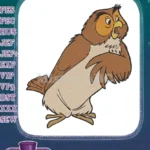 Surprised cartoon owl brown and tan embroidery designs - Instant Download