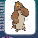 Surprised Wide-Eyed Brown Cartoon Owl Character Embroidery Designs - Instant Download