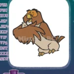 Cute friendly cartoon brown owl forest animal embroidery designs - Instant Download