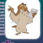 Winnie the Pooh Owl with Pencil and Scroll Embroidery Designs - Instant Download