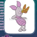 Cute Piglet with butterfly nose Disney character embroidery designs - Instant Download
