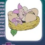 Cute Piglet and Hatching Chick Easter Nest embroidery designs - Instant Download