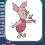 Happy Piglet from Winnie the Pooh with flower embroidery designs - Instant Download