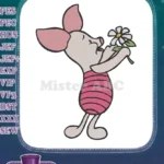Cute Piglet Smelling Daisy Flower Winnie Pooh Embroidery Designs - Instant Download