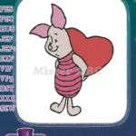 Cute Piglet holding heart embroidery designs for Valentine's Day - Instant Download