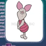 Cute Piglet Winnie Pooh Character Smiling Pink Shirt Embroidery Designs - Instant Download