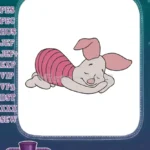 Cute sleeping Piglet cartoon embroidery designs for children's apparel - Instant Download