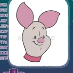 Cute Piglet happy face cartoon embroidery designs - Instant Download