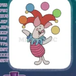 Playful Piglet Jester Juggling Colorful Balls Cartoon Character Embroidery Designs - Instant Download