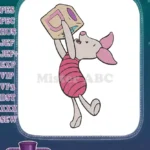 Winnie the Pooh Piglet holding a decorative gift box embroidery designs - Instant Download