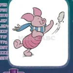 Winnie the Pooh Piglet throwing snowball winter embroidery designs - Instant Download