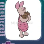 Cute Piglet holding acorns Pooh Bear character embroidery designs - Instant Download