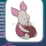 Cute Piglet holding honey pot character embroidery designs - Instant Download