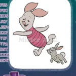 Happy Piglet and Bouncing Rabbit Cartoon Friends Embroidery Designs - Instant Download