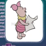 Adorable Piglet holding paper and singing embroidery designs - Instant Download