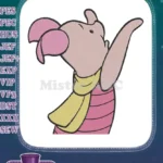 Cheerful Piglet Winnie the Pooh Character with Yellow Scarf Embroidery Designs - Instant Download