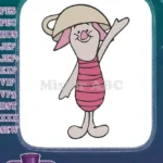 Winnie the Pooh Piglet with teacup hat waving embroidery designs - Instant Download