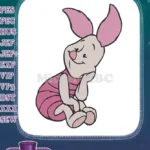 Sweet Piglet Winnie the Pooh character sitting embroidery designs - Instant Download