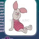 Happy Piglet sitting pose Winnie the Pooh embroidery designs - Instant Download
