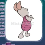 Winnie the Pooh's Piglet in pink striped shirt looking up embroidery designs - Instant Download