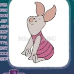Winnie the Pooh Piglet Sitting Happy Cartoon Embroidery Designs - Instant Download