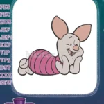 Classic Piglet character happy smiling laying down embroidery designs - Instant Download