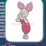 Disney Piglet Worried Expression Pink Striped Shirt Embroidery Designs - Instant Download