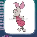 Adorable Piglet smiling pink striped shirt embroidery designs - Instant Download