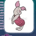 Cute Piglet from Winnie Pooh Smiling Pink Striped Embroidery Designs - Instant Download