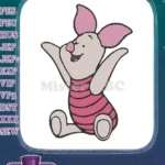 Joyful Piglet Sitting Arms Up Winnie Pooh Embroidery Designs - Instant Download